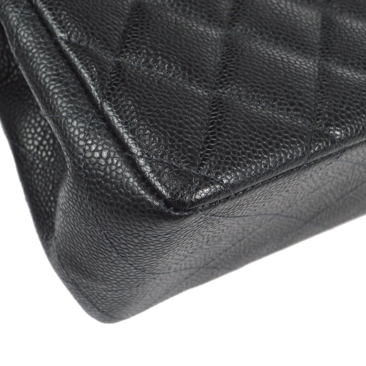 CHANEL Classic Flap Jumbo Double Chain Shoulder Bag Black Caviar 87978