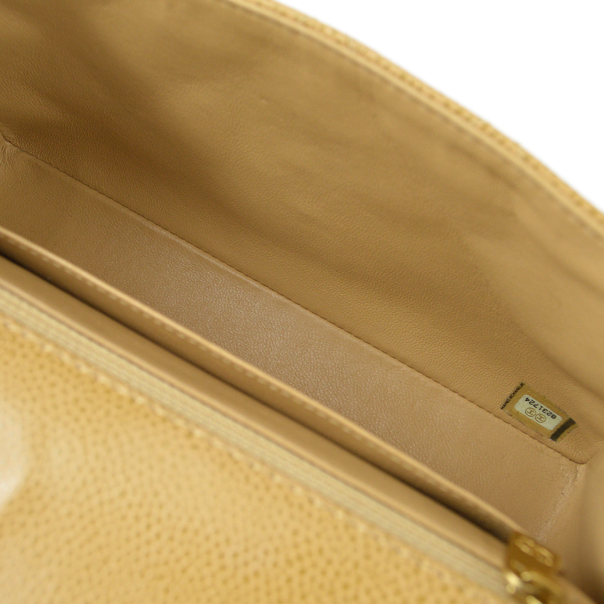 CHANEL * 2003-2004 Wood Detailed Strait Flap Small Beige Caviar 97686