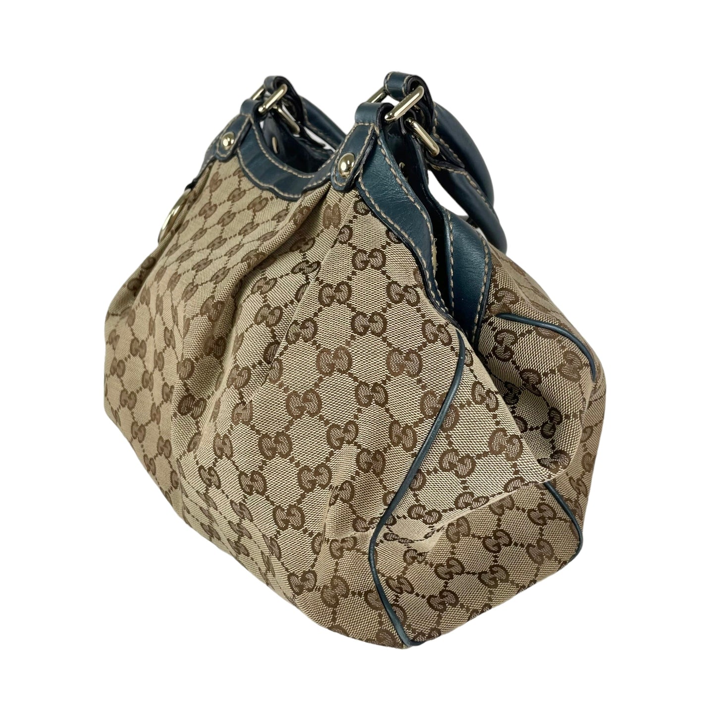 Luxury Gucci Trending 2025 Blue Sukey Monogram Bag