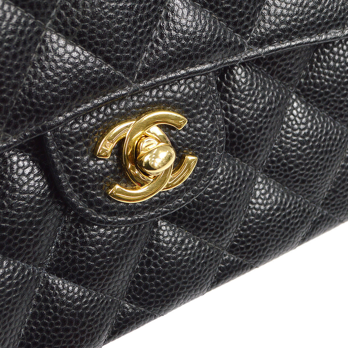 CHANEL 2003-2004 Classic Flap Mini Square 17 Black Caviar 78316