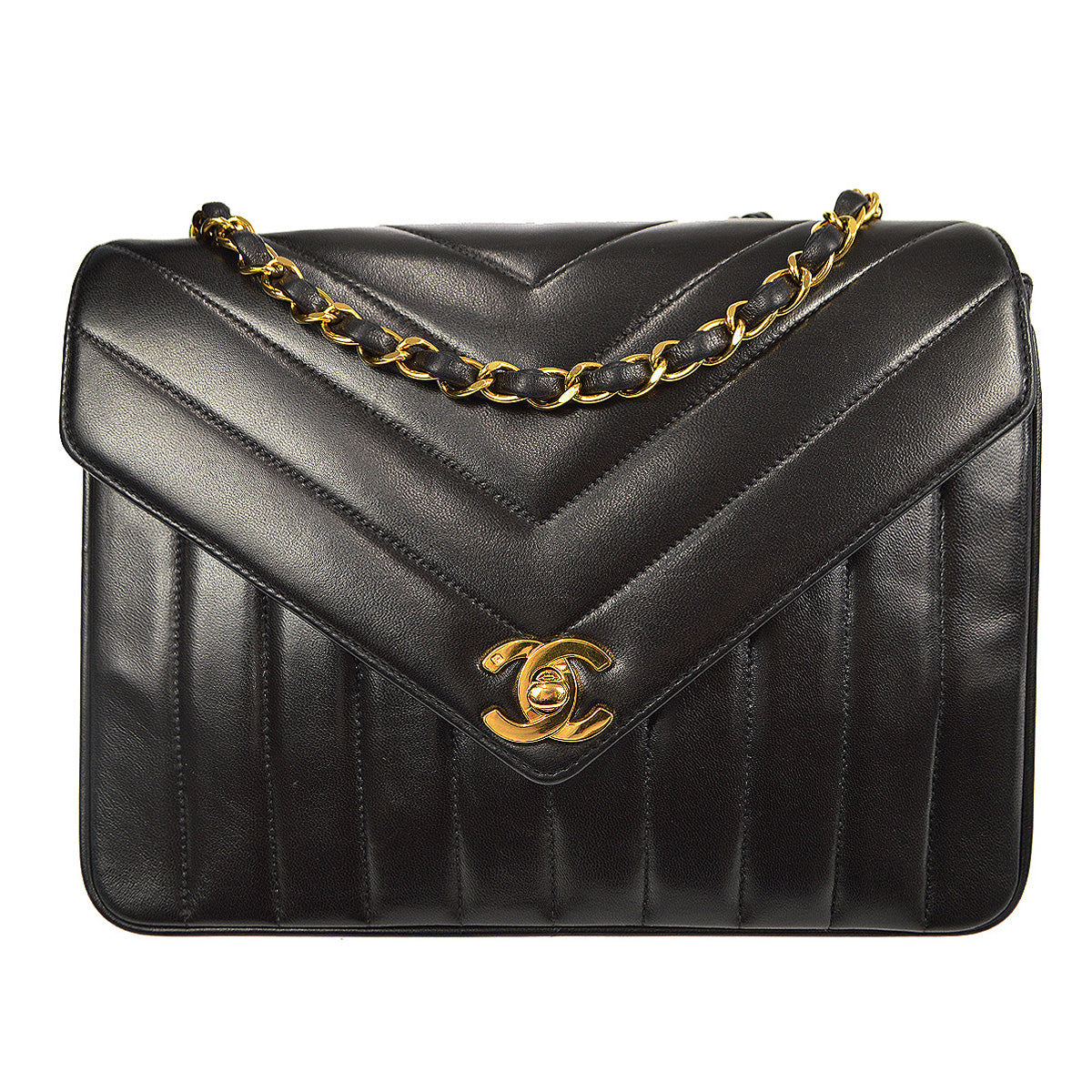Luxury Chanel V Stitch Mademoiselle Double Chain Shoulder Bag Lambskin 87798