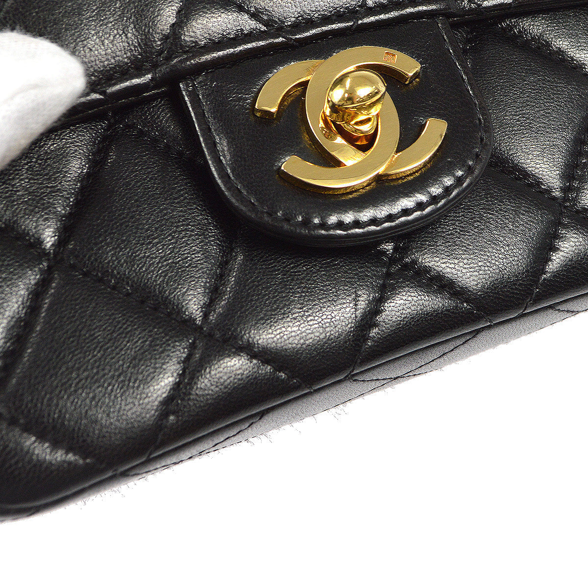 CHANEL Classic Flap Micro Square Handbag Black Lambskin 96837