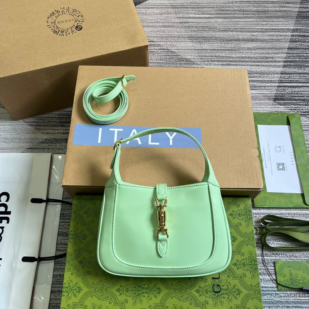 Luxury Gucci GG JACKIE MINI 19 SHOULDER BAG IN LIGHT GREEN CALFSKIN