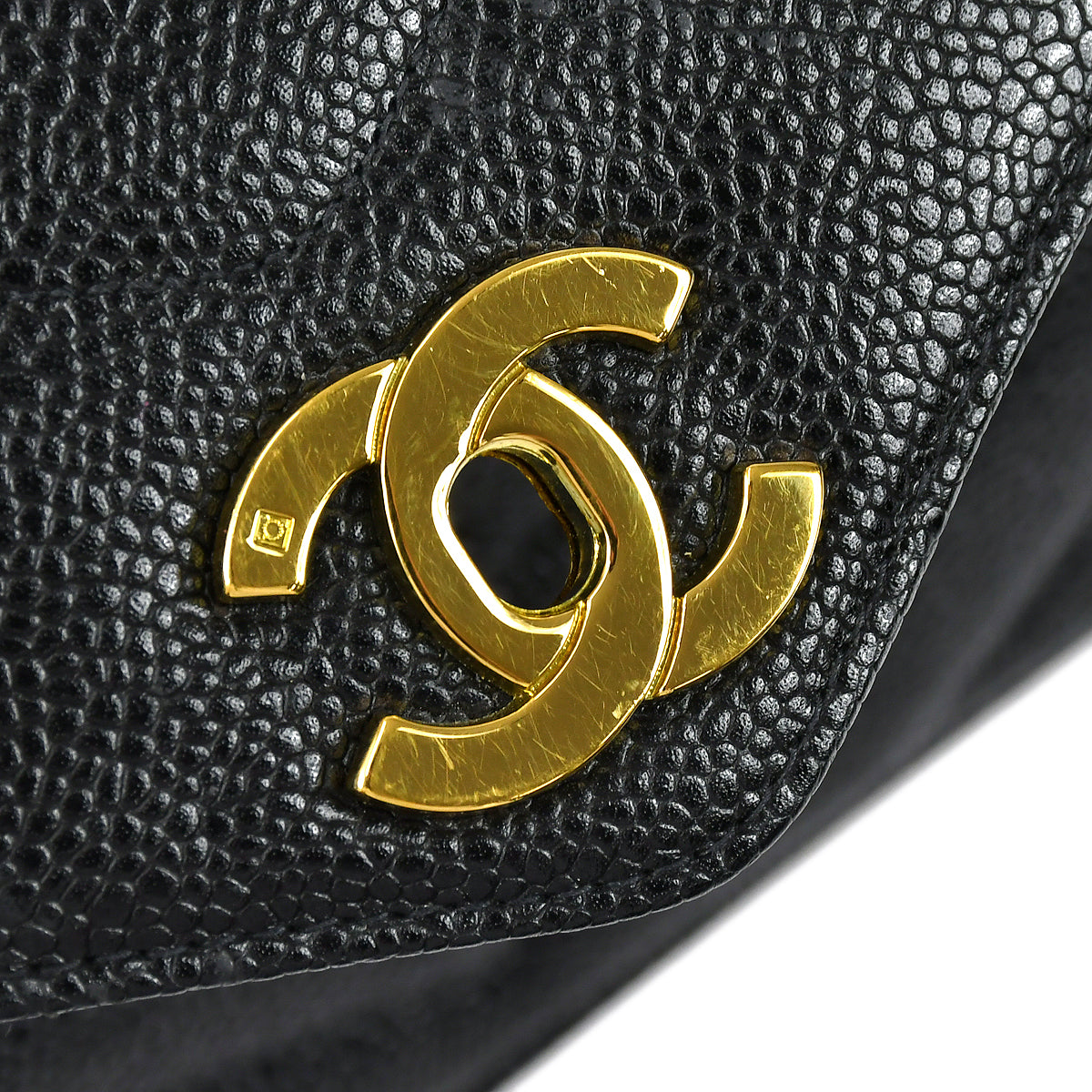 CHANEL 1994-1996 Chevron Letter Flap Mini Black Caviar 67698