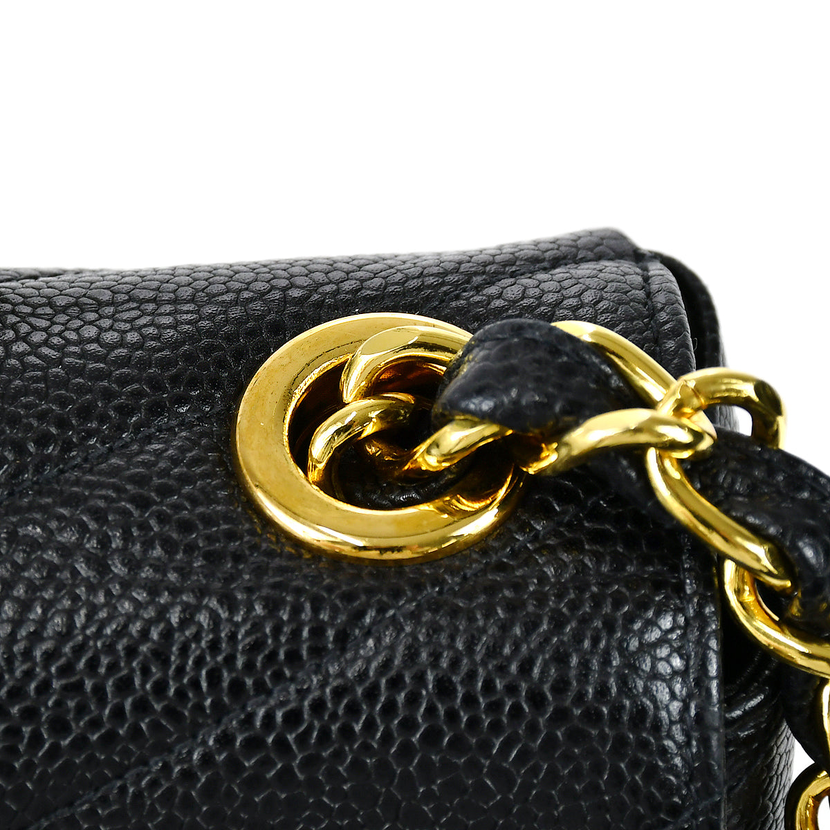 CHANEL 1994-1996 Chevron Letter Flap Mini Black Caviar 67698