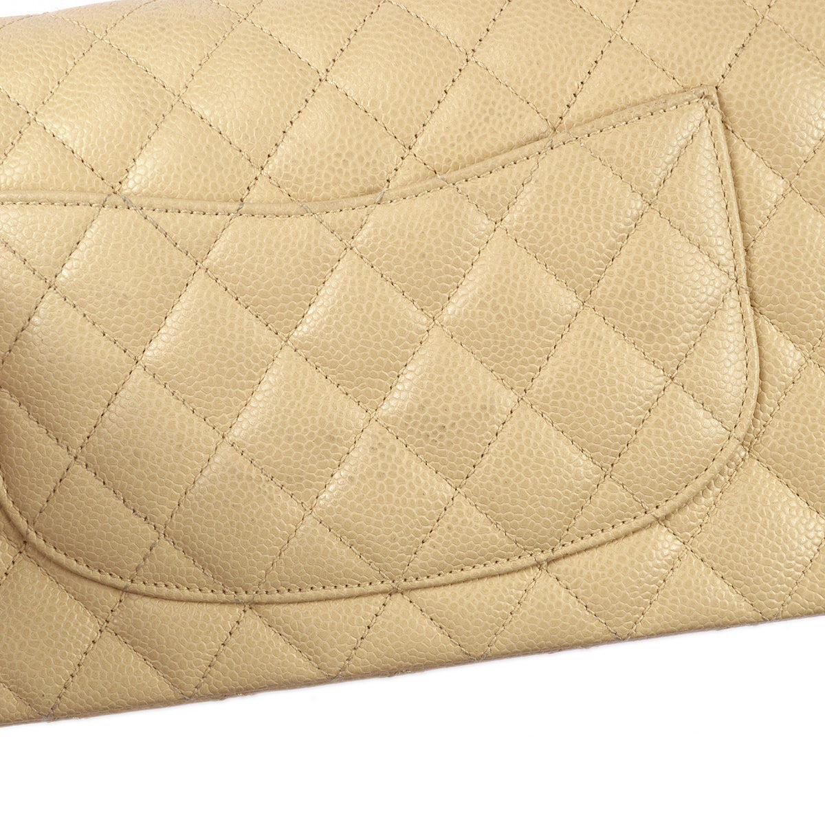 CHANEL 2004 -2005 Classic Double Flap Medium Beige Caviar 67705