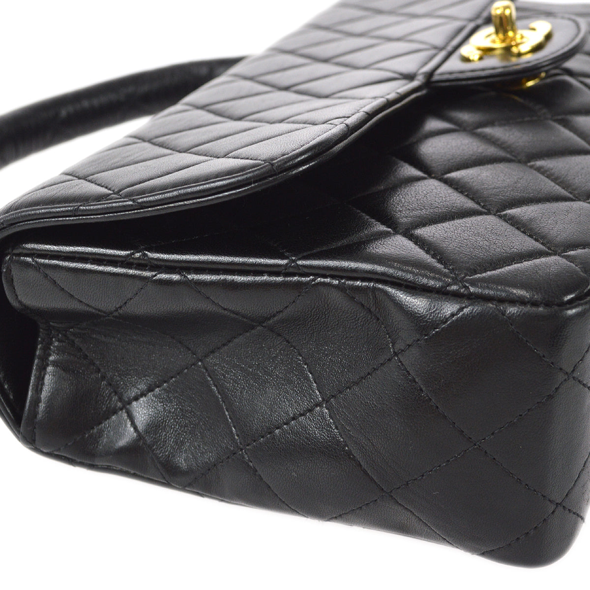 CHANEL 1994-1996 Classic Flap Handbag Medium Black Lambskin 97372