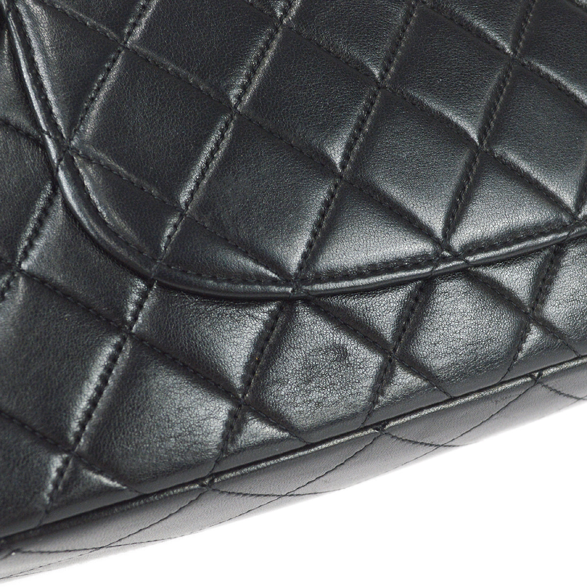 CHANEL 1994-1996 Classic Flap Handbag Medium Black Lambskin 97372