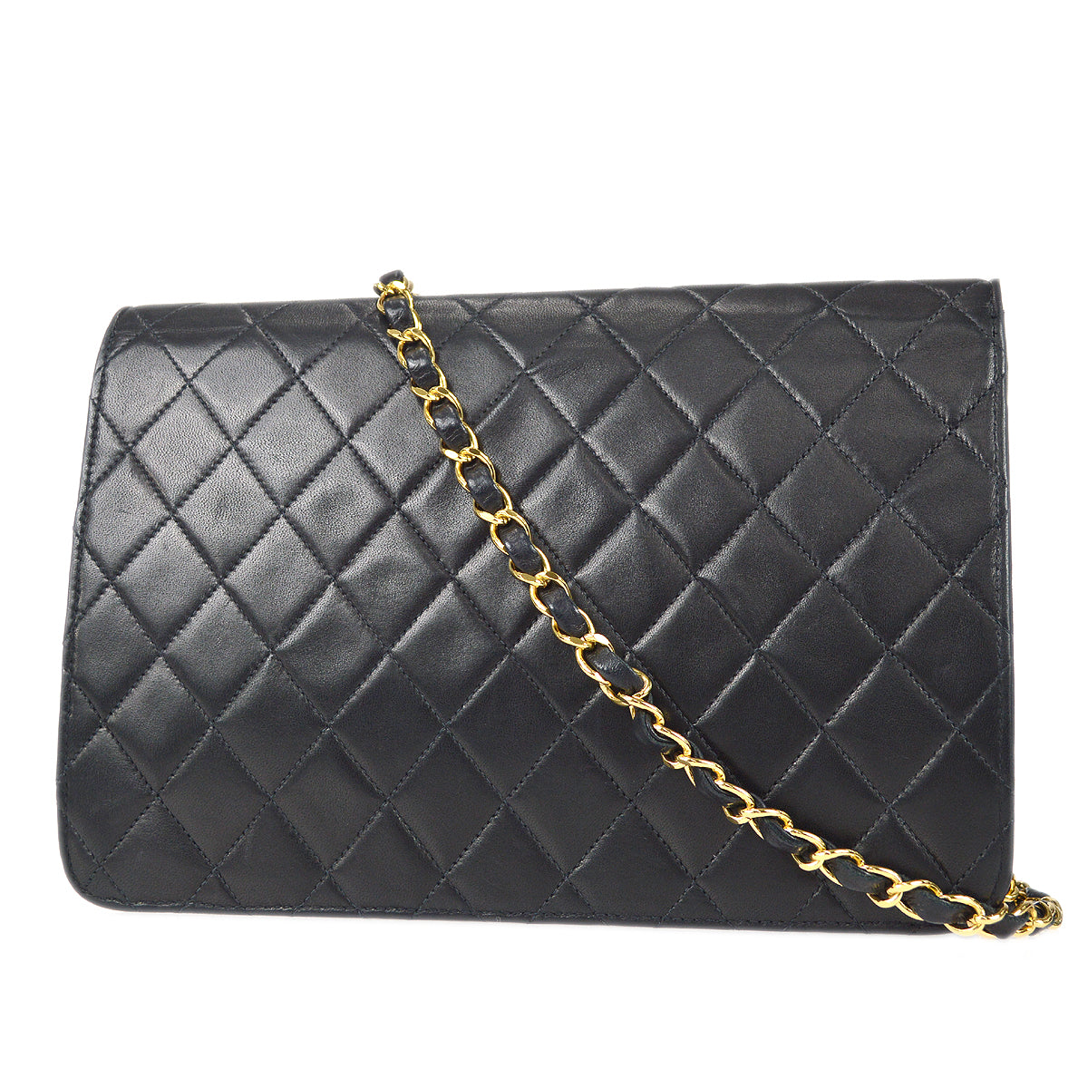CHANEL Classic Flap Chain Shoulder Bag Black Lambskin 68235