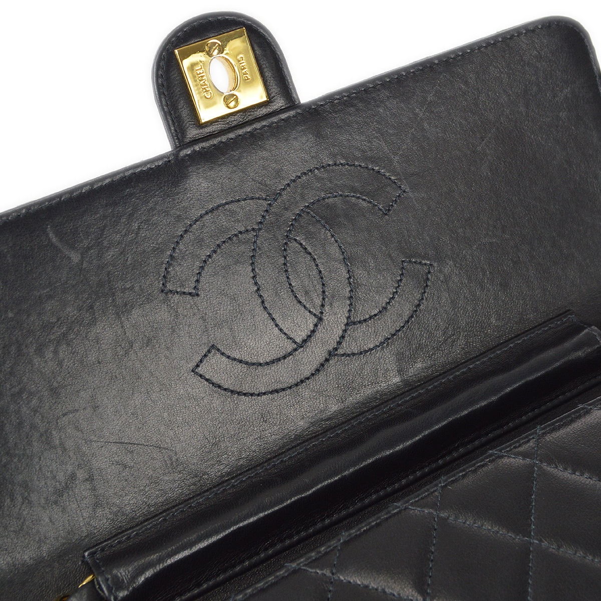 CHANEL Classic Flap Chain Shoulder Bag Black Lambskin 68235