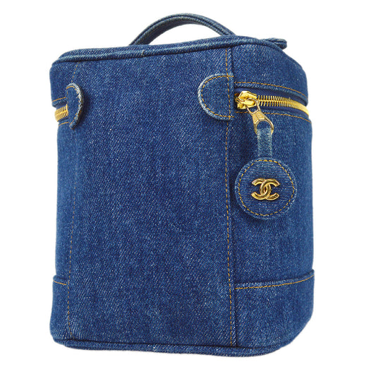 Luxury Chanel Vanity Handbag Indigo Denim 68881