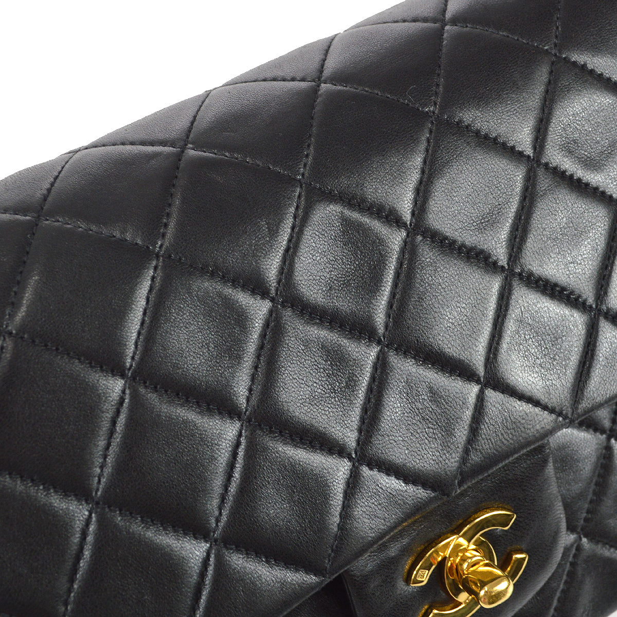CHANEL Classic Double Flap Medium Shoulder Bag Black Lambskin 78301