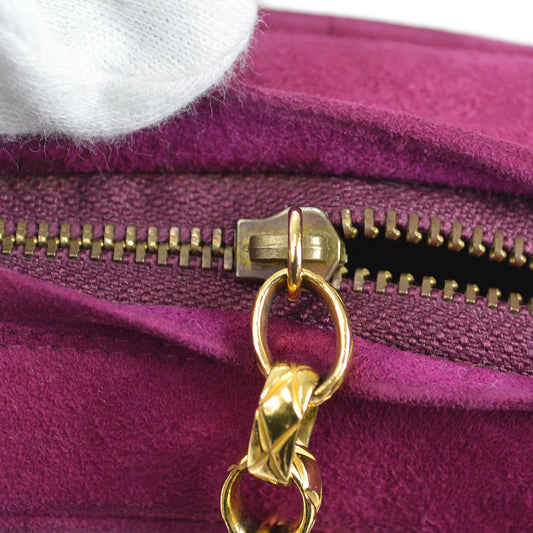 Luxury Chanel V Stitch Fringe Bijou Chain Shoulder Bag Purple Suede 88343