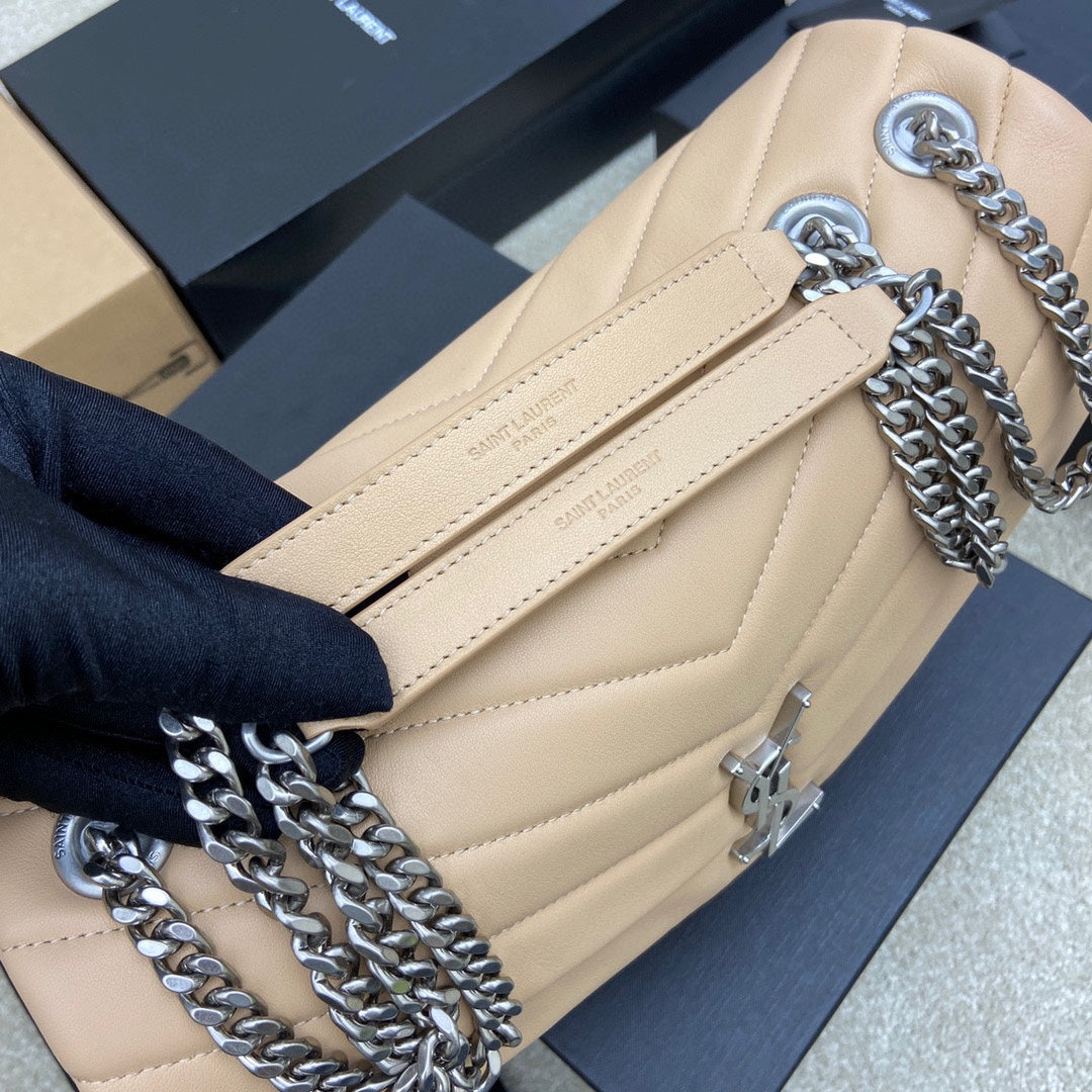 Luxury Saint Laurent LOULOU MEDIUM 32 CREAM QUILTED LEATHER SILVER HARDWARE