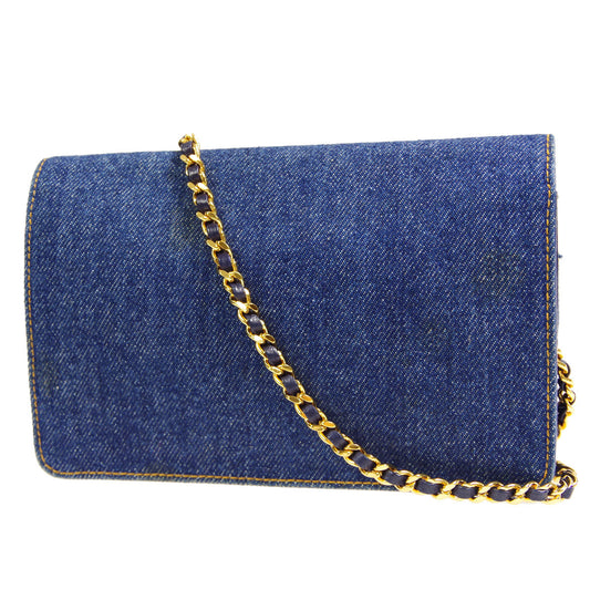 Luxury Chanel WOC Chain Shoulder Wallet Bag Indigo Denim 68157