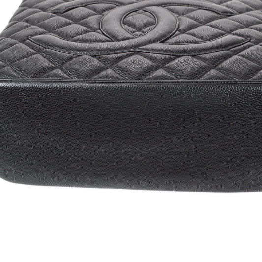 Luxury Chanel Medallion Quilted Tote Handbag Black Caviar 78500
