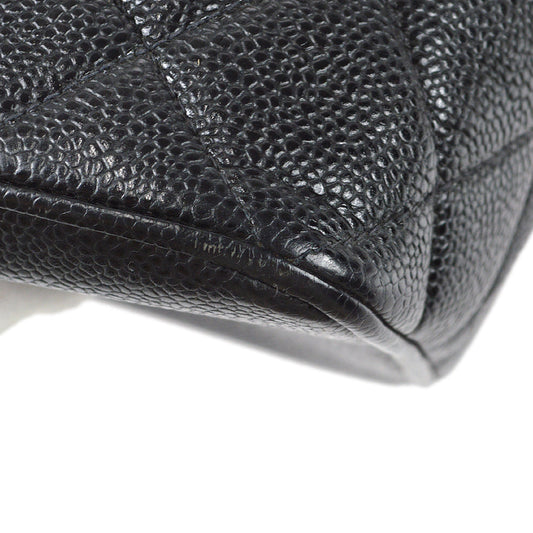 Luxury Chanel Medallion Quilted Tote Handbag Black Caviar 78536