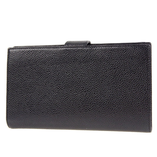 Luxury Chanel Long Bifold Wallet Black Caviar 78637