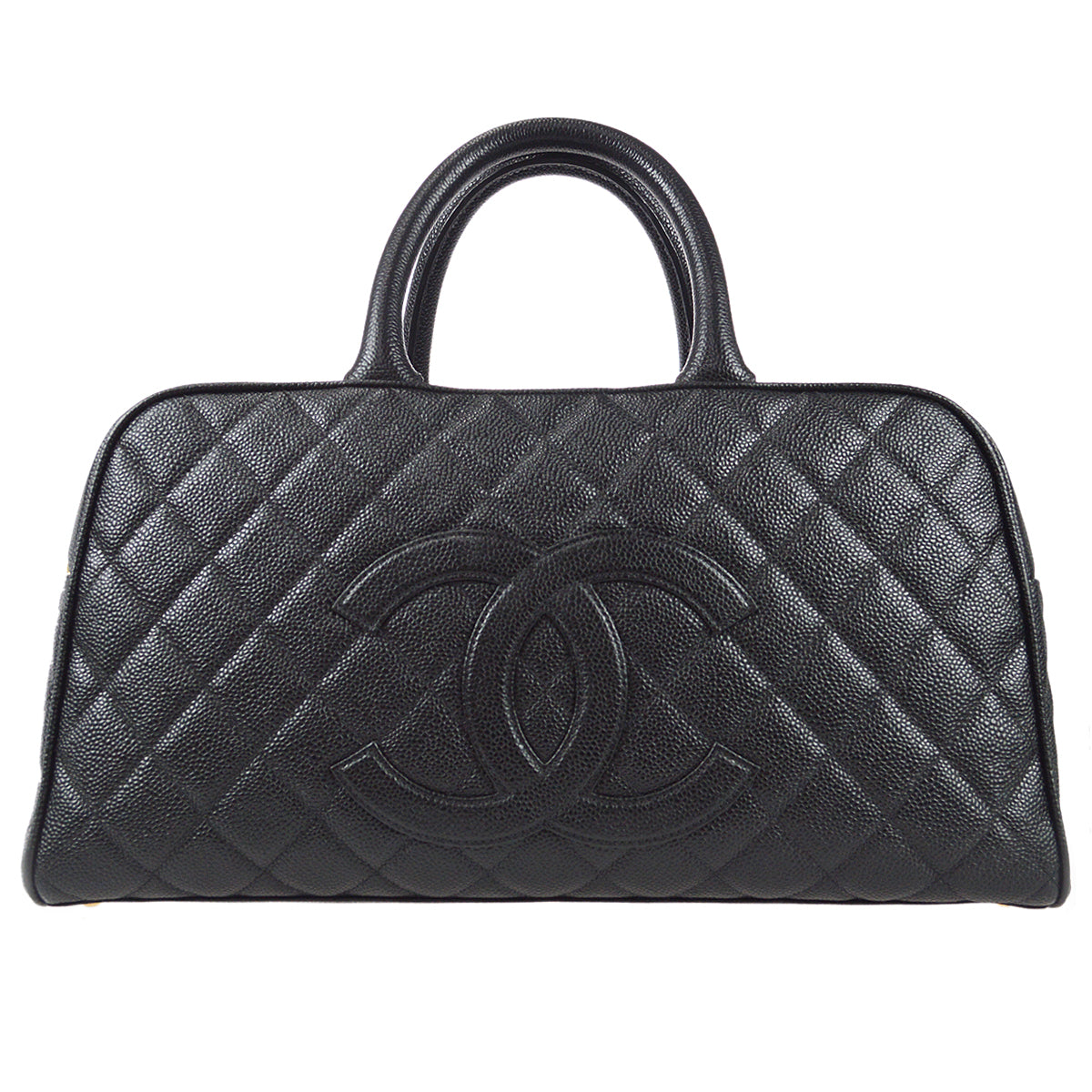 Luxury Chanel 2003-2004 Bowler 37 Black Caviar 97434