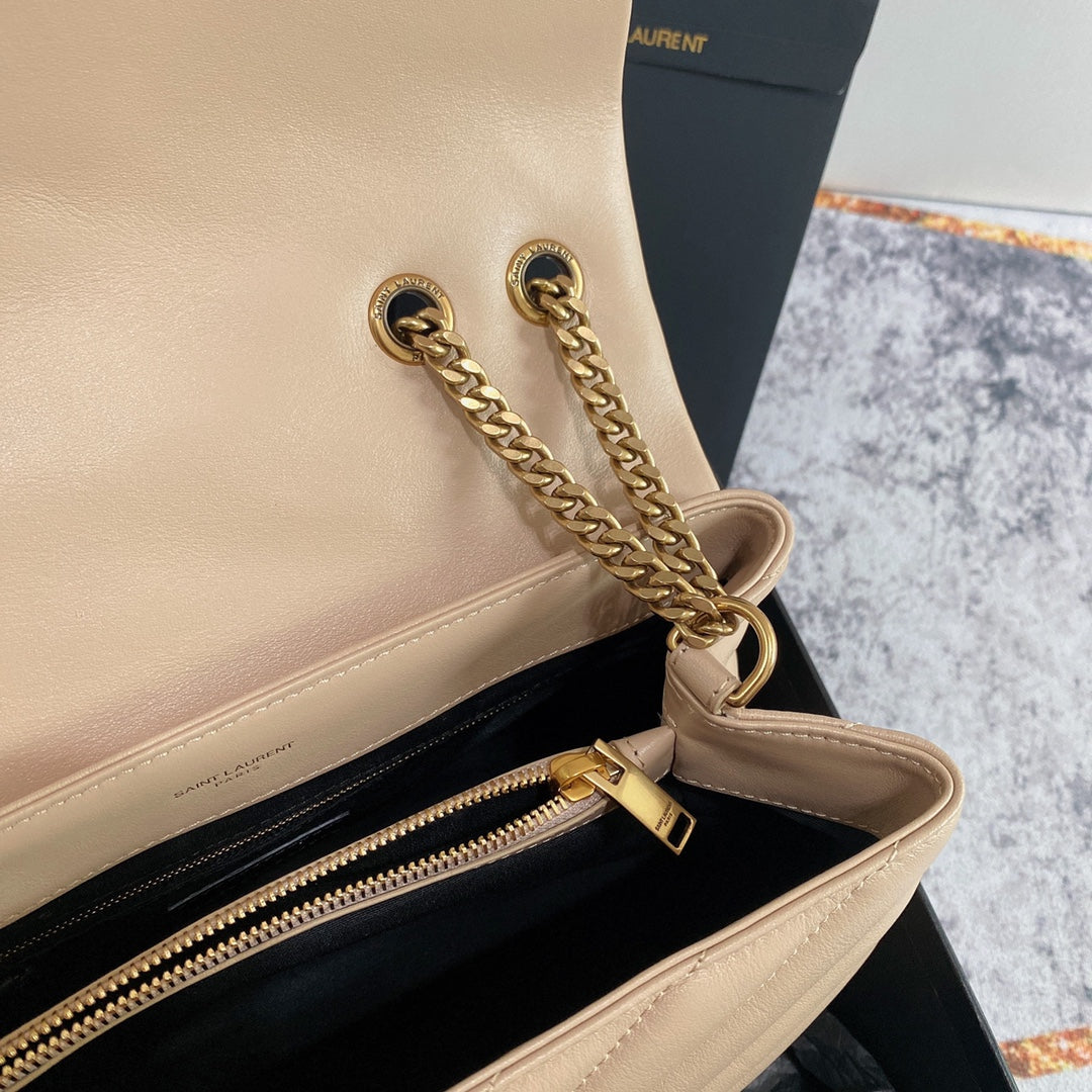 Luxury Saint Laurent LOULOU MEDIUM 32 BEIGE QUILTED LEATHER GOLD HARDWARE