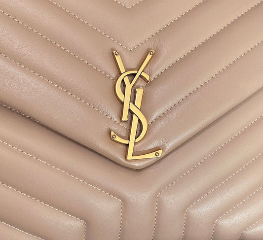 Luxury Saint Laurent LOULOU MEDIUM 32 DARK BEIGE QUILTED LEATHER GOLD HARDWARE