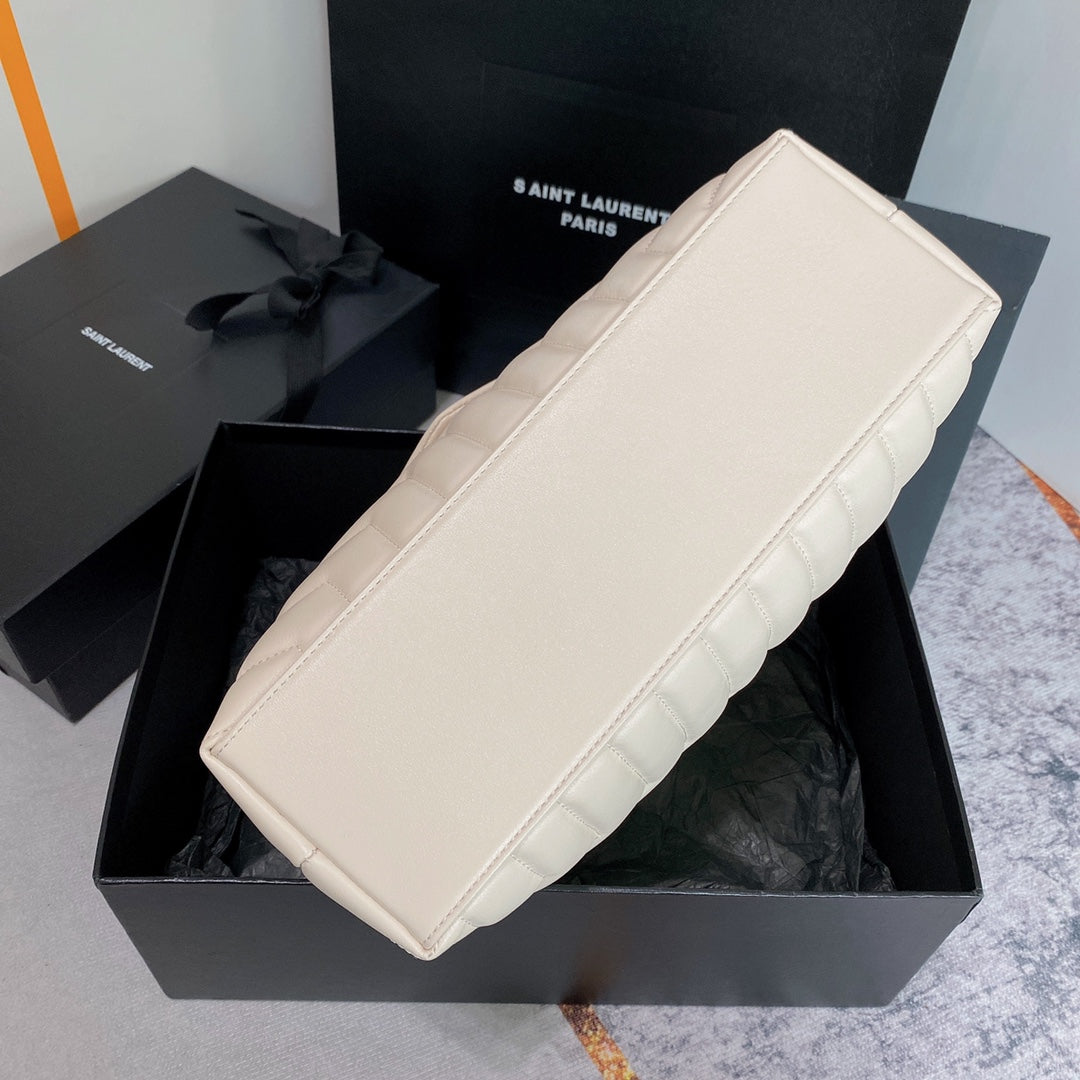 Luxury Saint Laurent LOULOU MEDIUM 32 WHITE QUILTED LEATHER SILVER HARDWARE