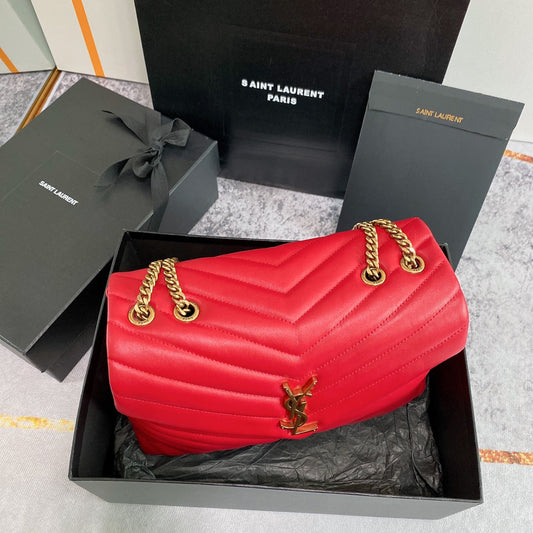 Luxury Saint Laurent LOULOU MEDIUM 32 RED QUILTED LEATHER