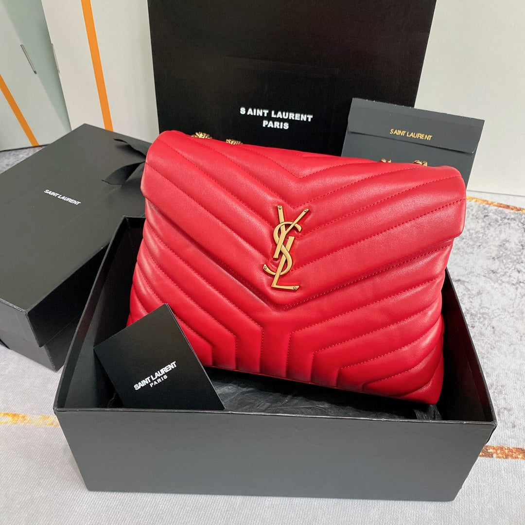 Luxury Saint Laurent LOULOU MEDIUM 32 RED QUILTED LEATHER