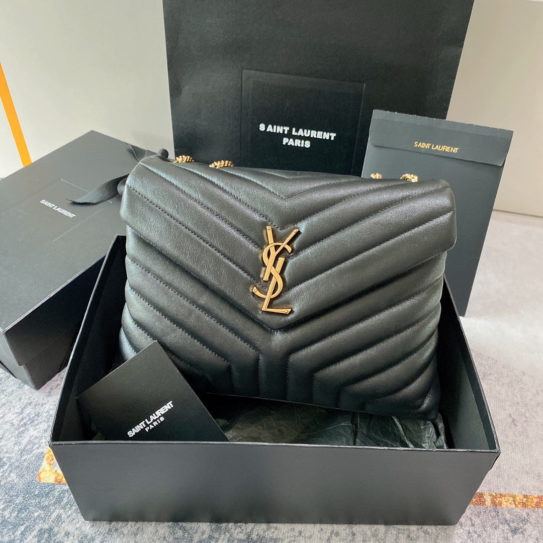 Luxury Saint Laurent LOULOU MEDIUM 32 BLACK QUILTED LEATHER GOLD HARDWARE