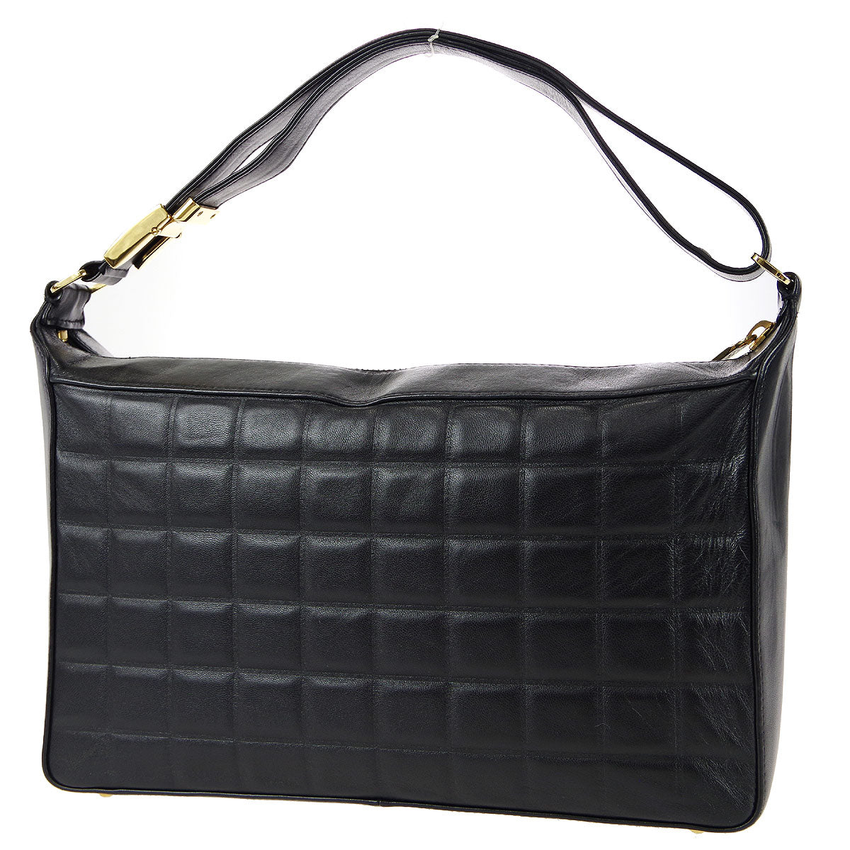 Luxury Chanel Choco Bar Shoulder Bag Black Lambskin 67732