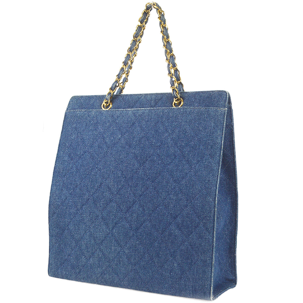 Luxury Chanel Chain Tote Handbag Indigo Denim 68451