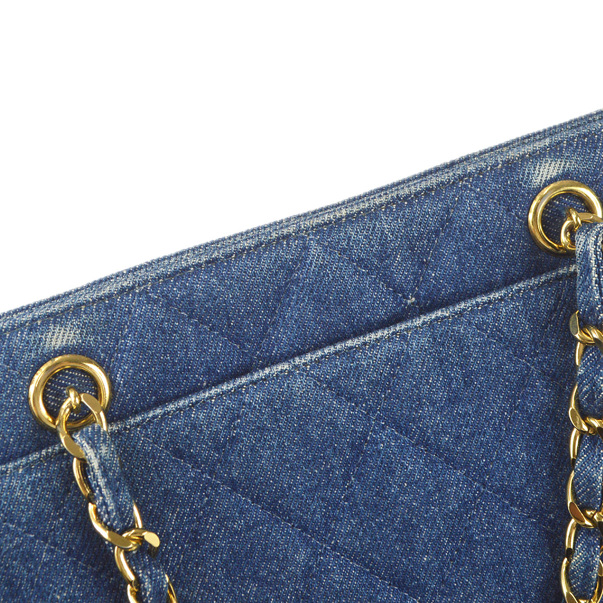 Luxury Chanel Chain Tote Handbag Indigo Denim 68451