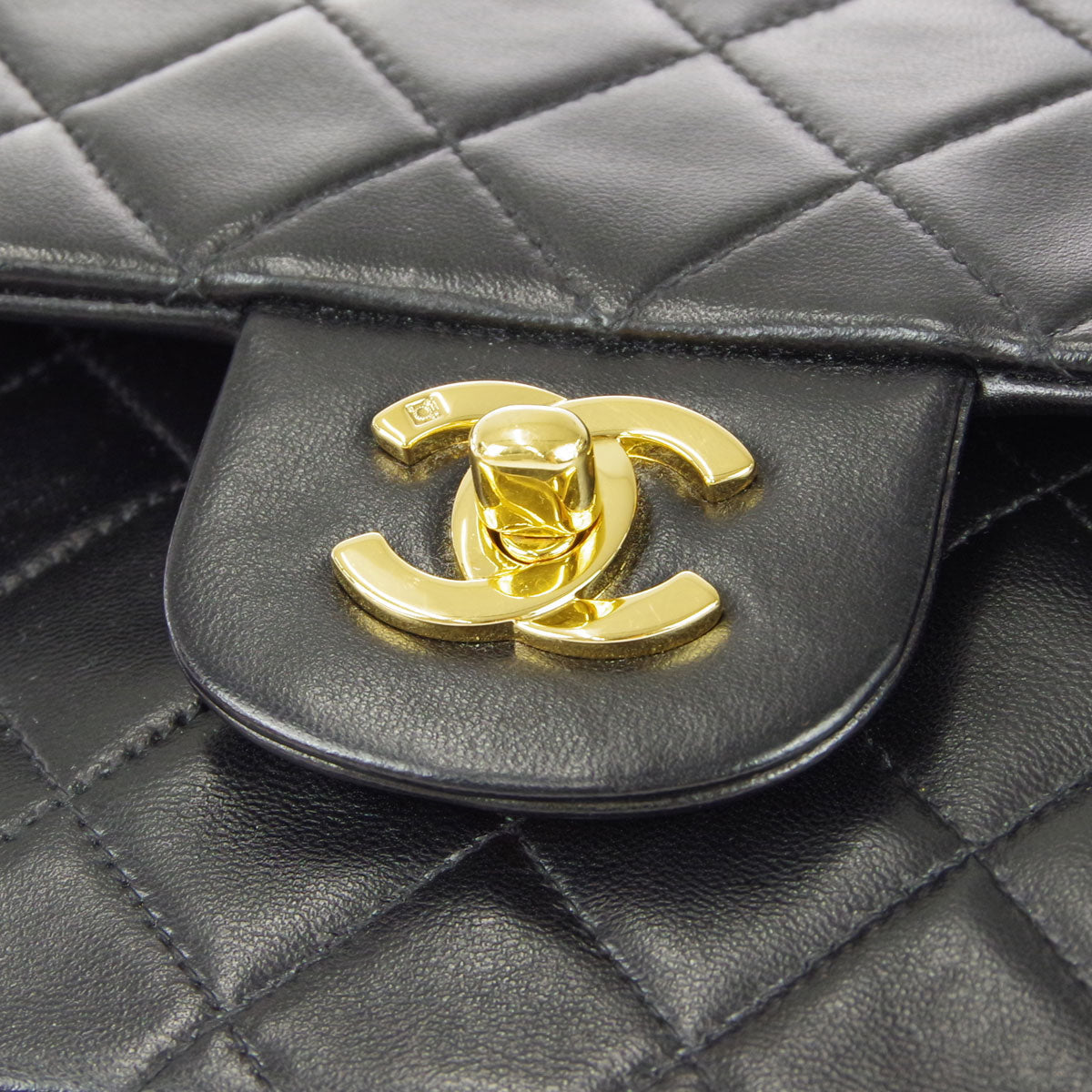 CHANEL Classic Double Flap Medium Shoulder Bag Black Lambskin 78308