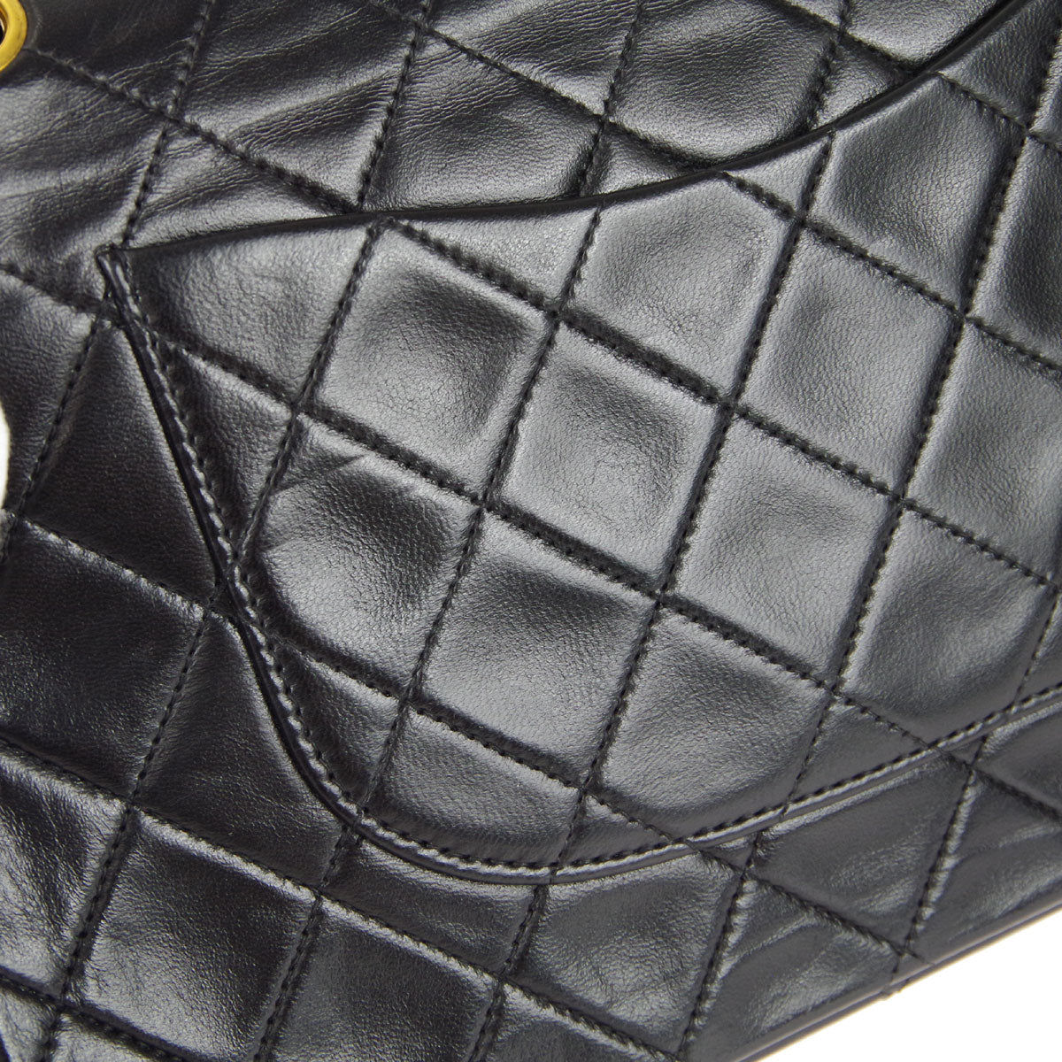 CHANEL Classic Double Flap Medium Shoulder Bag Black Lambskin 78308