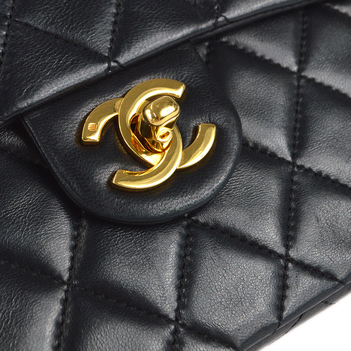 CHANEL Classic Flap Mini Square Chain Shoulder Bag Black Lambskin 78392