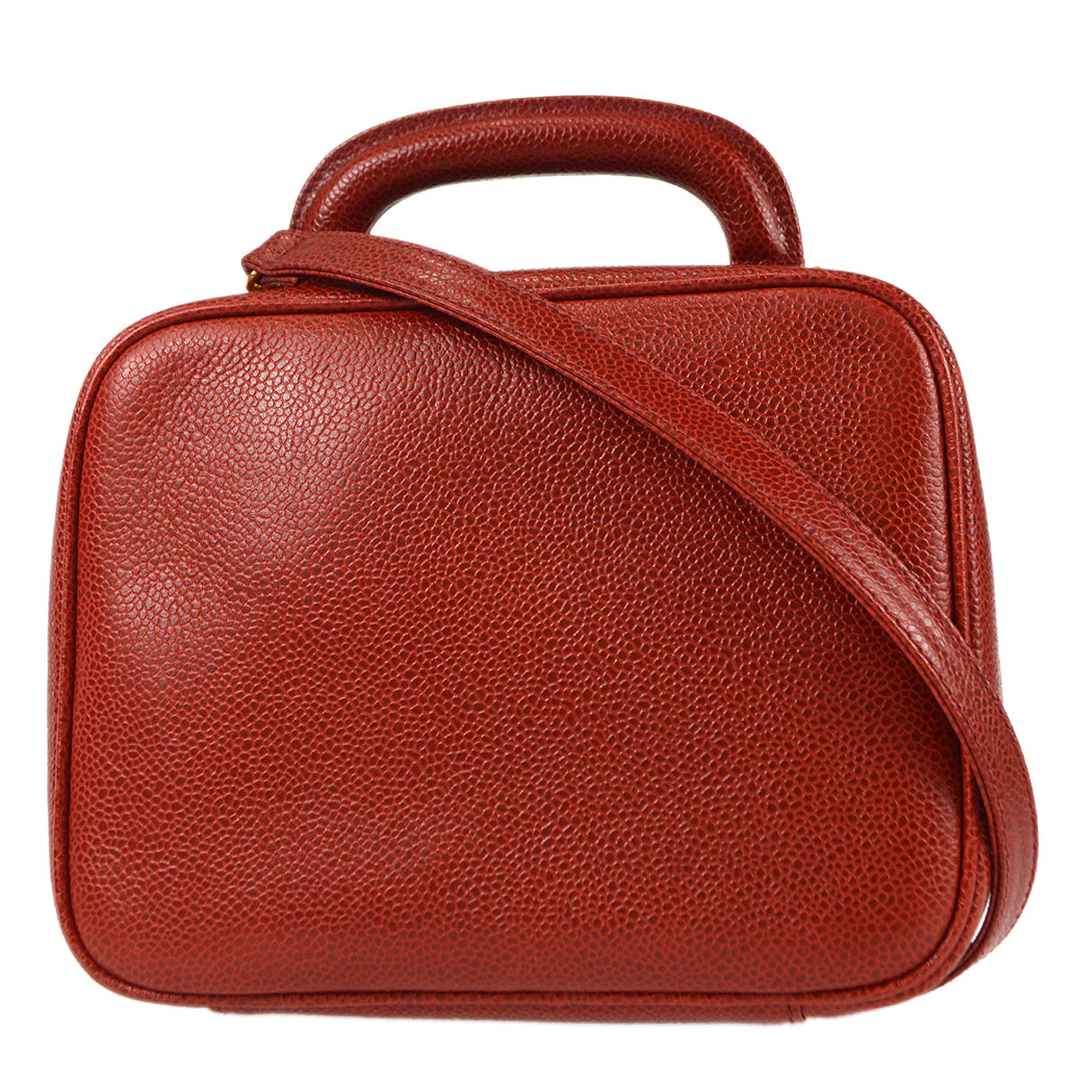 Luxury Chanel 2way Vanity Shoulder Handbag Red Caviar 78510