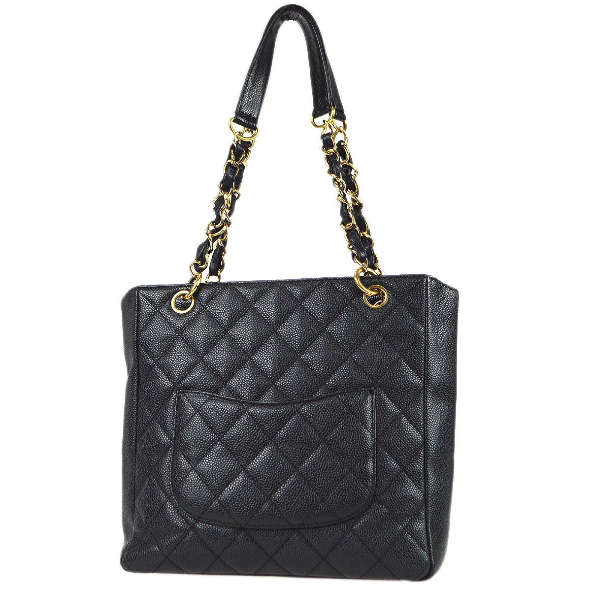 Luxury Chanel Petite Shopping Tote PST Chain Tote Handbag Black Caviar 78557