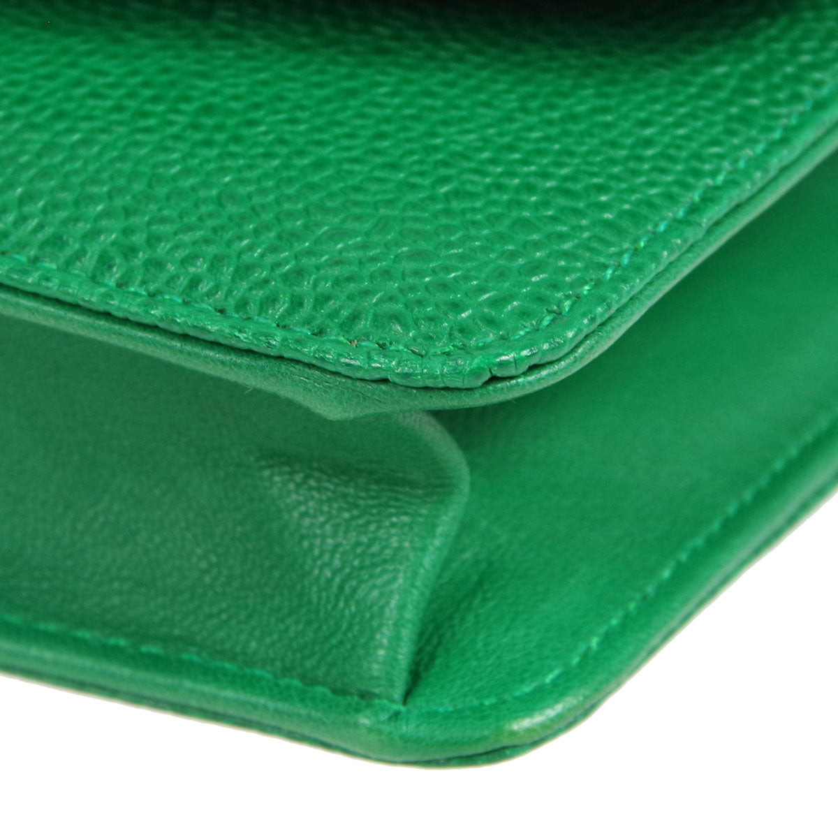 Luxury Chanel * WOC Chain Shoulder Wallet Bag Green Caviar 89657