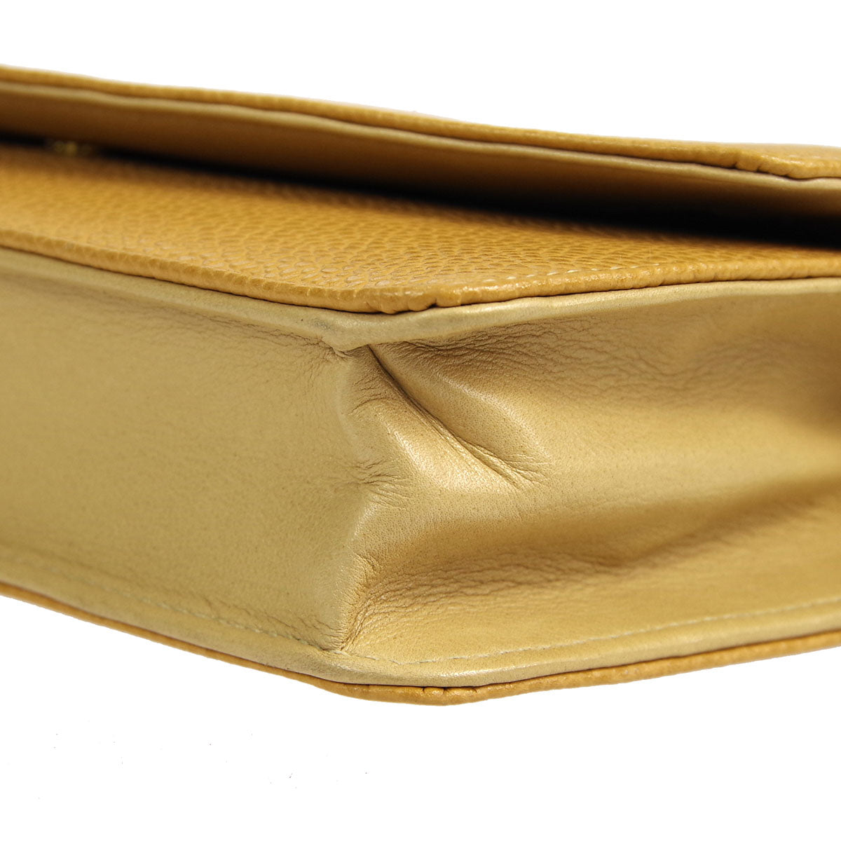 Luxury Chanel * WOC Chain Shoulder Wallet Bag Beige Caviar 89658