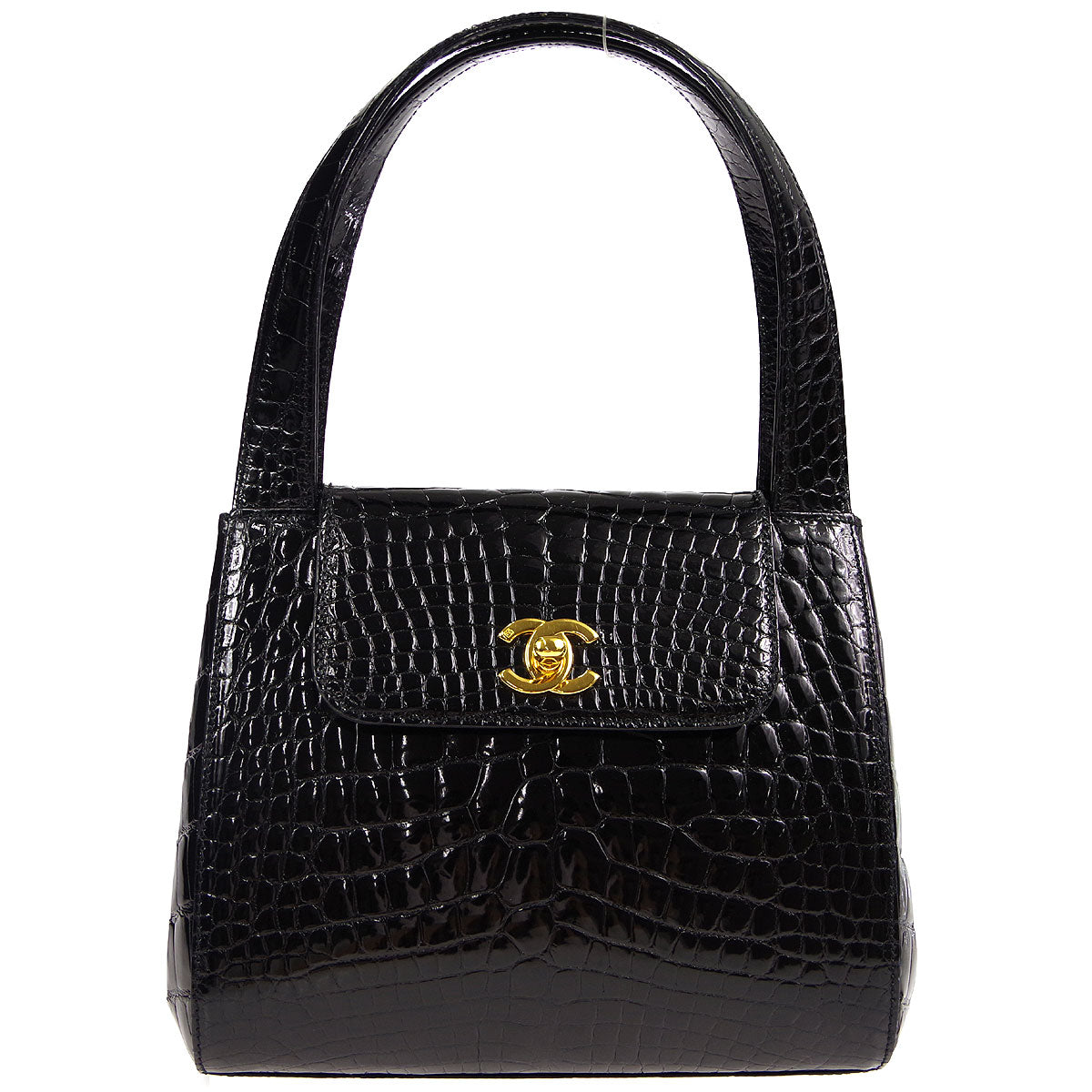 Luxury Chanel * Handbag Black Crocodile 89696