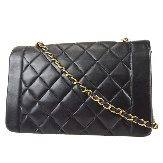 Luxury Chanel Medium Diana Chain Shoulder Bag Black Lambskin 97730