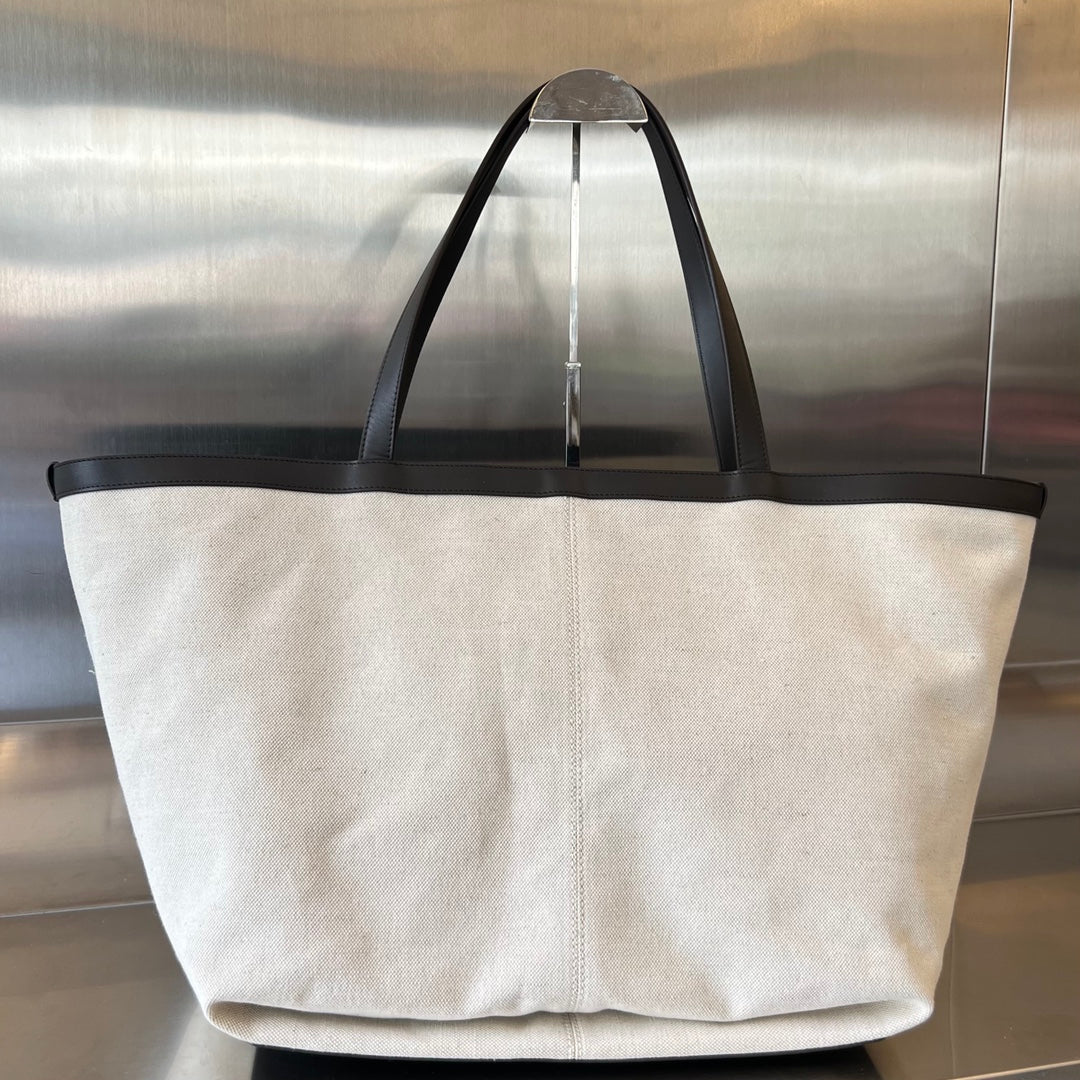 Luxury Bottega Veneta FLIP FLAP 38 IN WHITE CANVAS AND BLACK CALSKIN