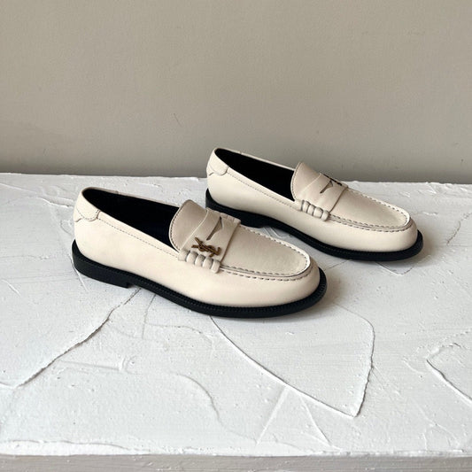 Luxury Saint Laurent SL LE LOAFER WHITE SUEDE