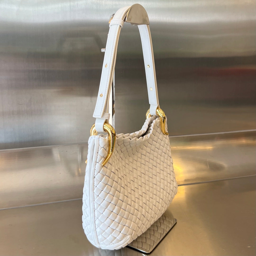 Luxury Bottega Veneta SMALL CLICKER 27 WHITE LAMBSKIN
