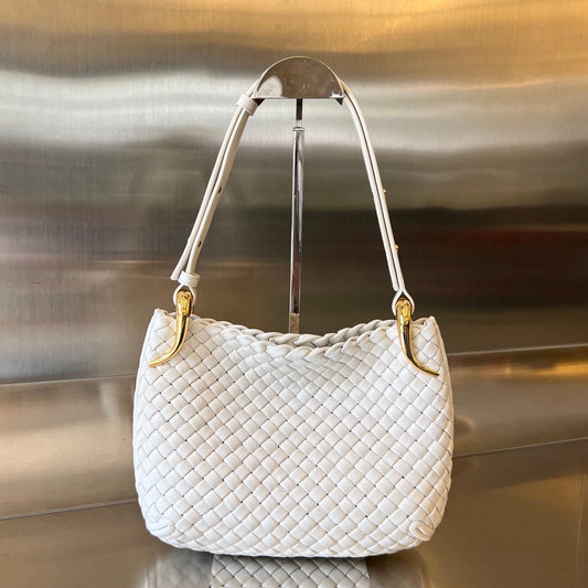 Luxury Bottega Veneta SMALL CLICKER 27 WHITE LAMBSKIN