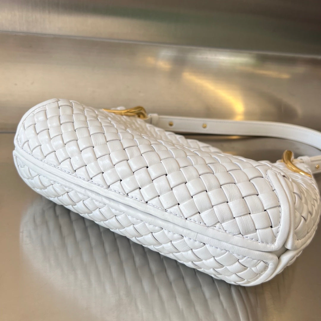 Luxury Bottega Veneta SMALL CLICKER 27 WHITE LAMBSKIN