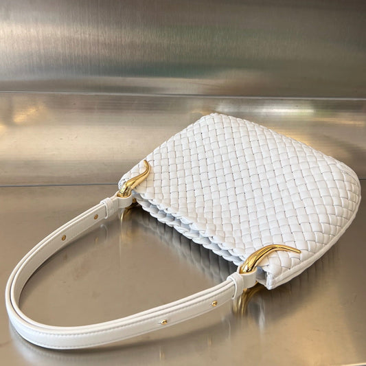 Luxury Bottega Veneta SMALL CLICKER 27 WHITE LAMBSKIN