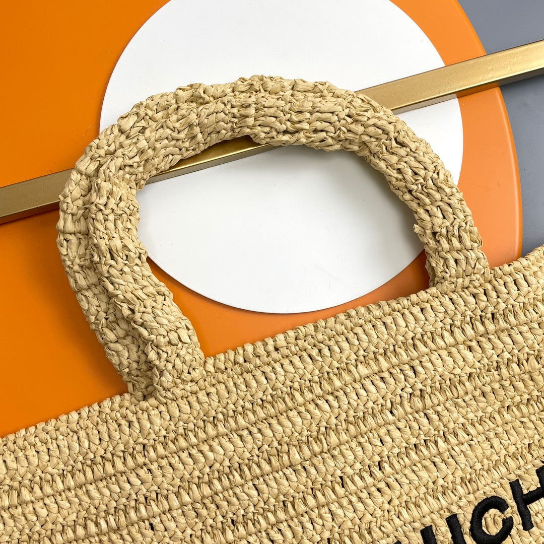 Luxury Saint Laurent RIVE GAUCHE TOTE BAG 38 IN LIGHT YELLOW RAFFIA