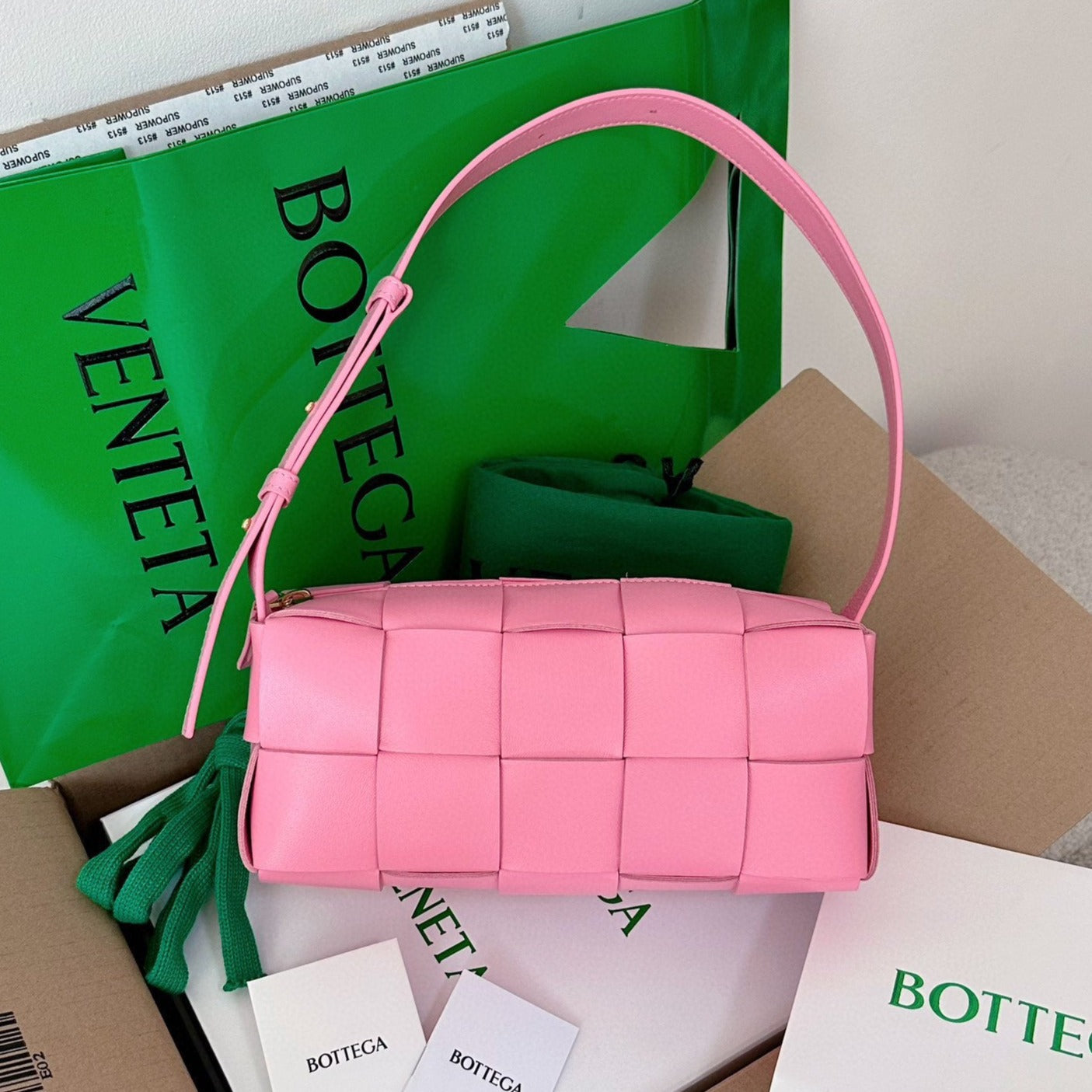 Luxury Bottega Veneta CASSETTE 23 IN LIGHT PINK LAMBSKIN
