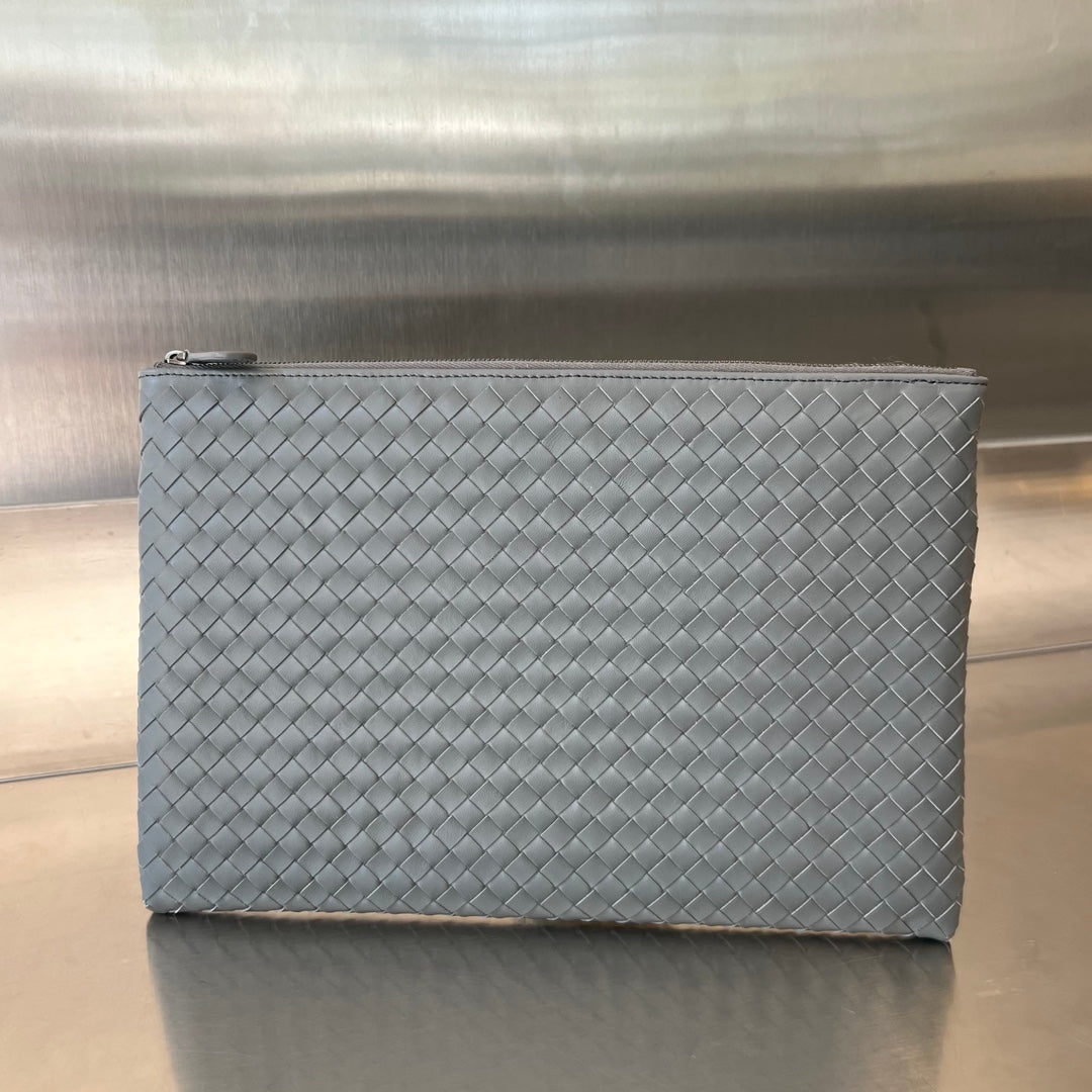 Luxury Bottega Veneta INTRECCIATO 30 IN GREY STEEL LAMBSKIN